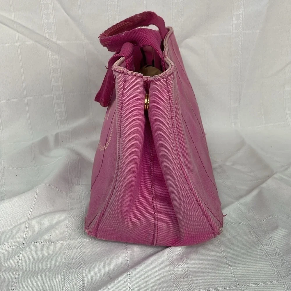 Prada Pink Canapa Tote Handbag Designer Logo Spring